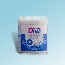 Tăm bông vệ sinh tai thương hiệu Diva hộp tròn 200 que giấy-DVG200 (Lốc 12 hộp)